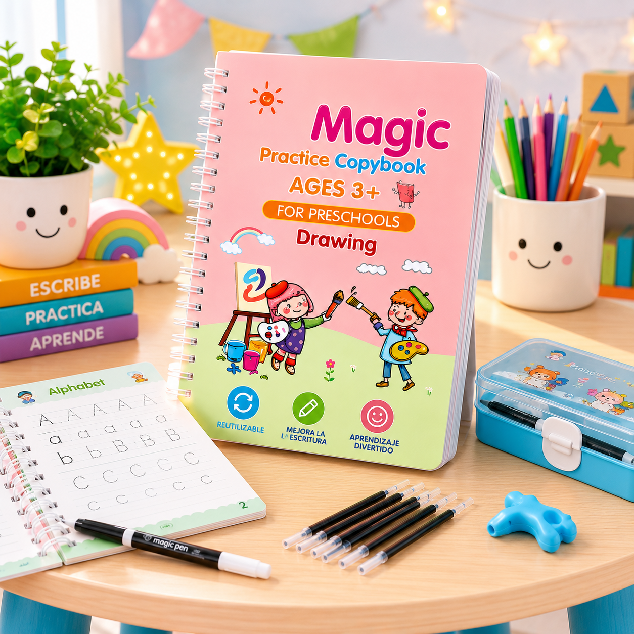 Set Caligrafia Para Niños: Escribe, borra y aprende