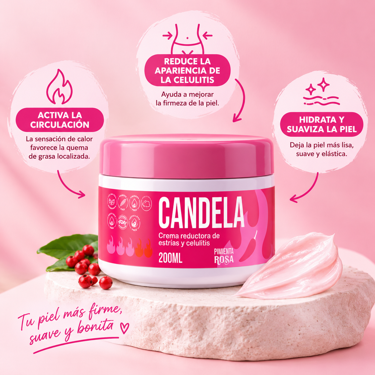 Candela Crema Reductora: Mejora la apariencia de estrías y celulitis