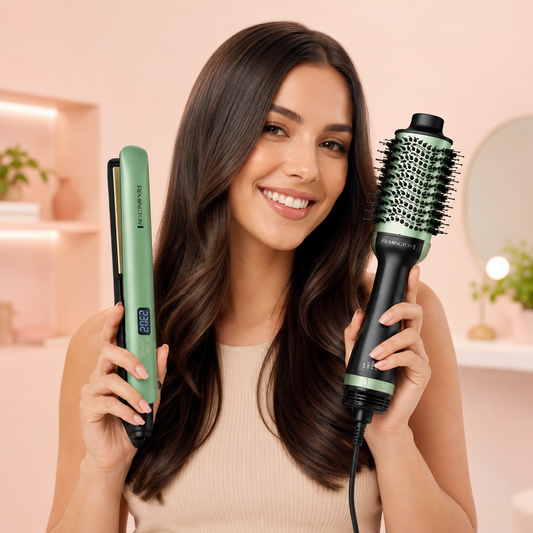 Combo Plancha de cabello y Cepillo secador: Cabello brillante y sin frizz