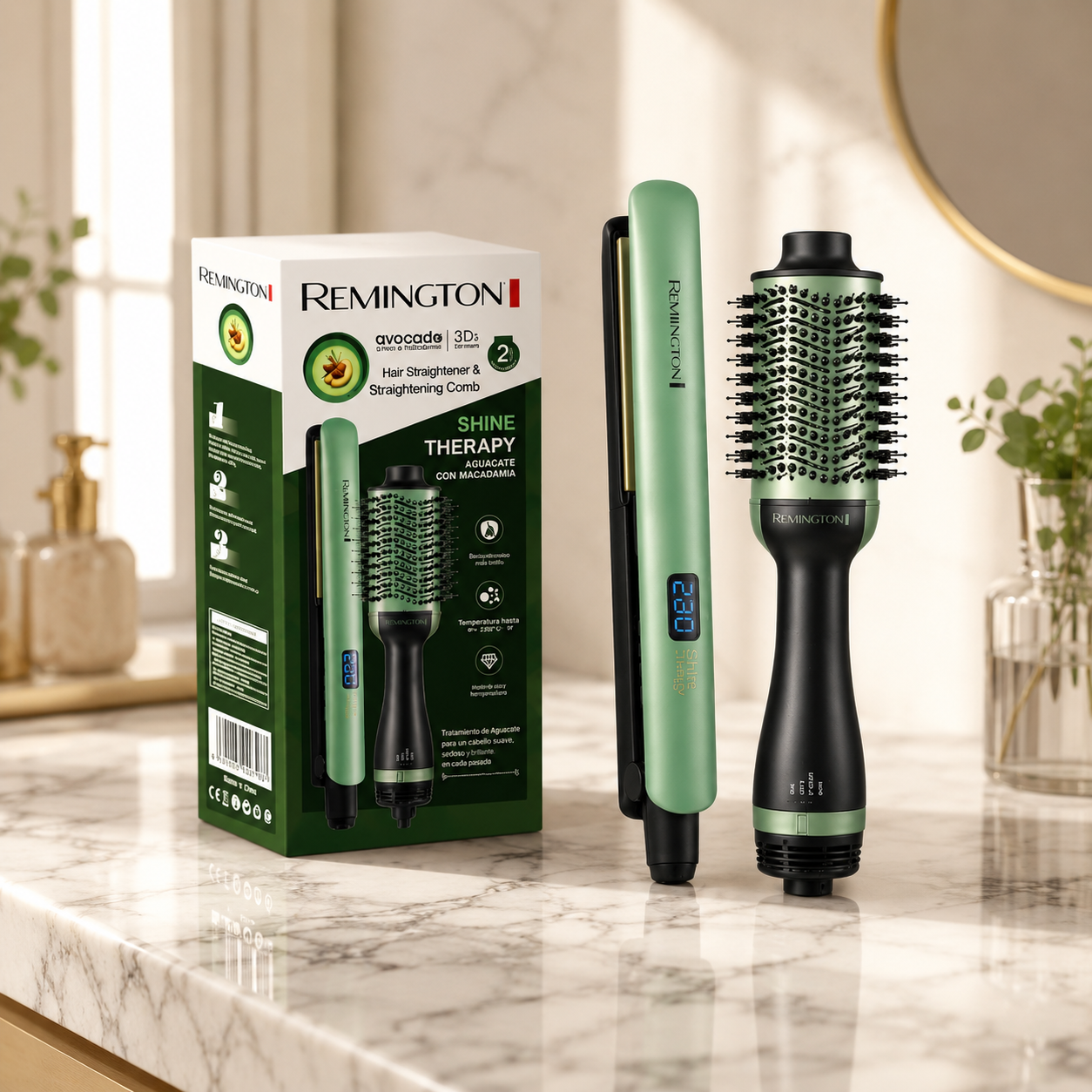 Combo Plancha de cabello y Cepillo secador: Cabello brillante y sin frizz